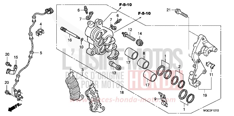 BREMSSATTEL, R. VORNE (CB1100A) von CB1100 ABS GRAPHITE BLACK (NHB01) von 2013